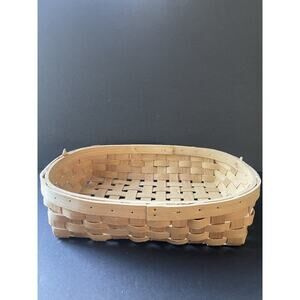 Handcrafted Basket Slat Wood Woven Handcrafted Farmhouse Cottagecore Natural